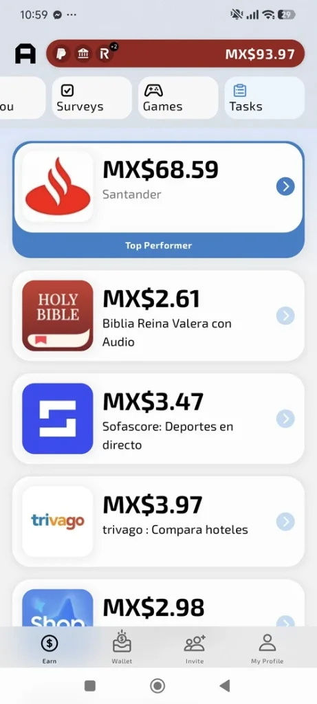 Ganar dinero con tareas en AttaPoll