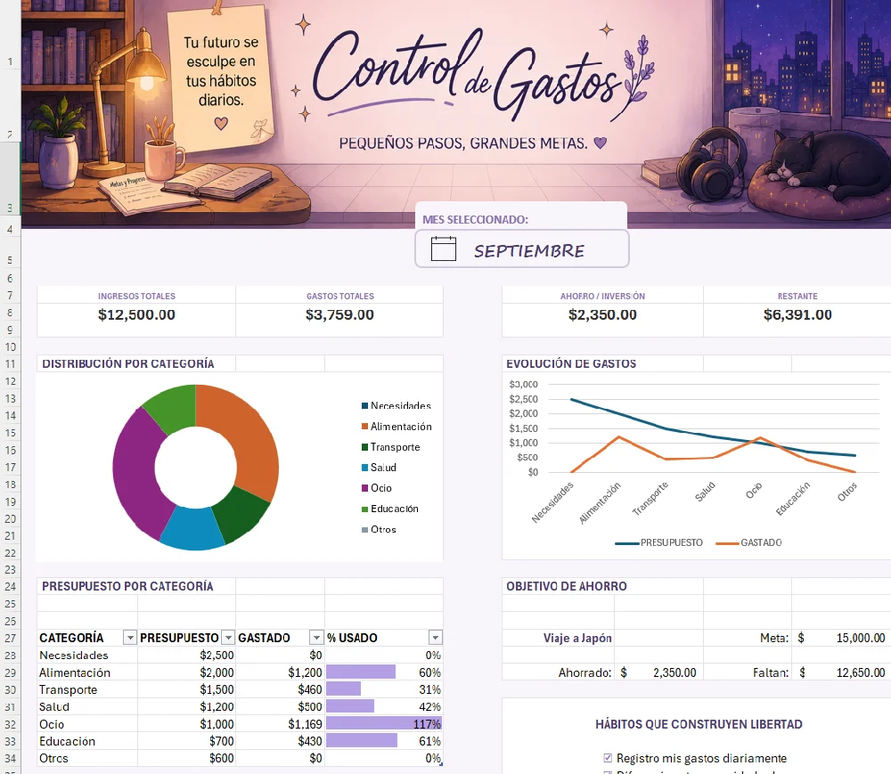 Plantilla de excel gratuita sobre un control de gastos